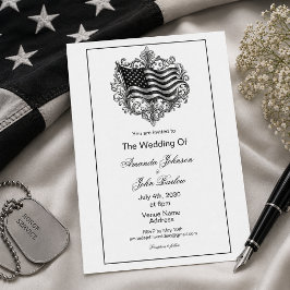 Convites Casamento Militar com Bandeira Americana Minimalis