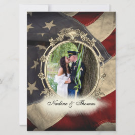 Convites Casamento Militar de Bandeira Americana com Fotogr