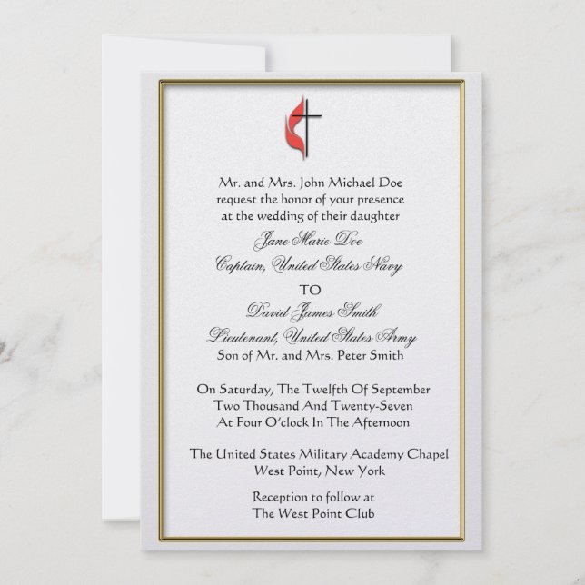 Convites Casamento Militar Metodista (Frente)
