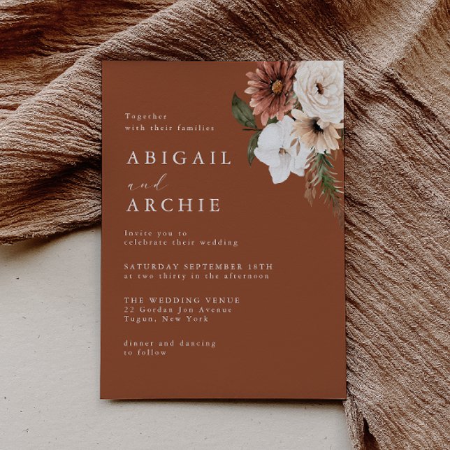 Convites Casamento Minimal Boho Terracotta  (Criador carregado)