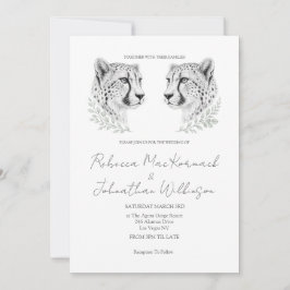 Convites Casamento Minimal Cheetah Chic Preto Script Grande