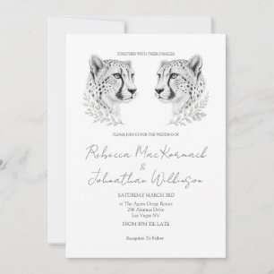 Convites Casamento Minimal Cheetah Chic Preto Script Grande
