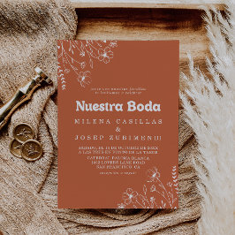 Convites Casamento Minimal Terracotta Wildflower Nuestra Bo