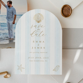 Convites Casamento Minimalista à Beira-Mar com Concha Save