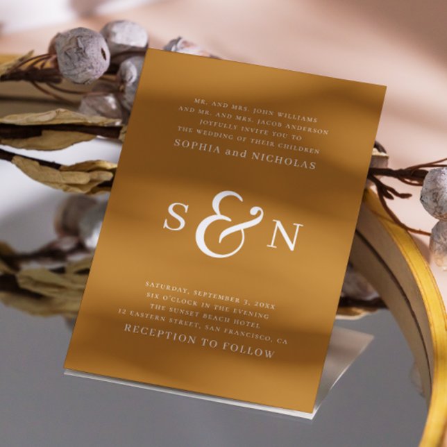 Convites Casamento Minimalista Amarelo de Mostarda - Tipogr (Criador carregado)