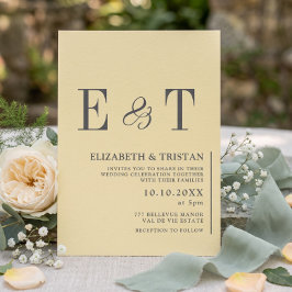 Convites Casamento Minimalista Amarelo Manteiga Elegante