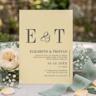 Convites Casamento Minimalista Amarelo Manteiga Elegante