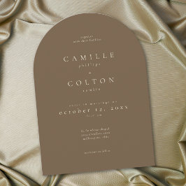 Convites Casamento Minimalista Arqueado de Chocolate Marrom