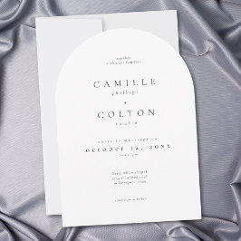 Convites Casamento Minimalista Arqueado Preto e Branco Eleg