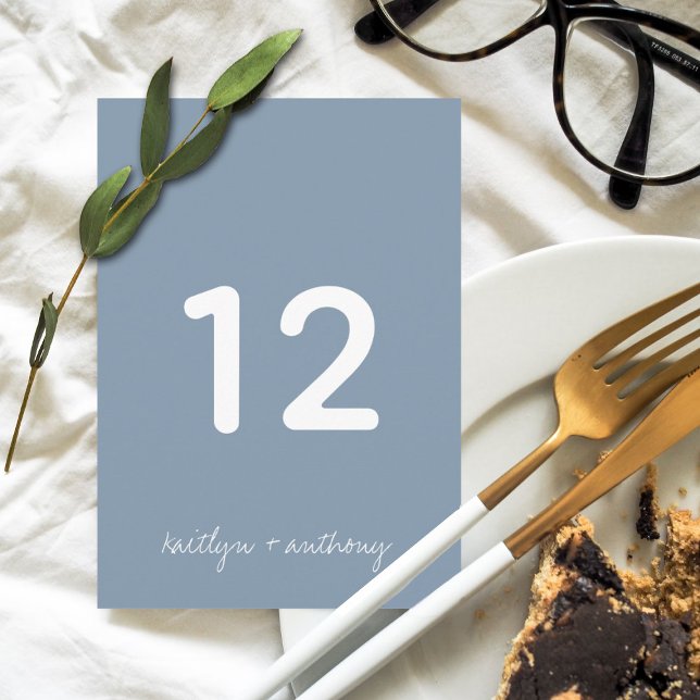 Convites Casamento Minimalista Azul Dusty de Script Moderno (Criador carregado)