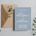 Convites Casamento Minimalista Azul Dusty Simplicity 1<br><div class="desc">Este simples e maravilhoso convite de casamento é perfeito para o minimalista de todos nós! Por favor,  entre em contato comigo se você quiser ajuda para personalizar a parte de texto deste convite para casamento.</div>