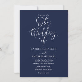 Convites Casamento Minimalista Azul e Branco Marinho Elegan