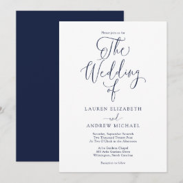 Convites Casamento Minimalista Azul-Marinho Elegante