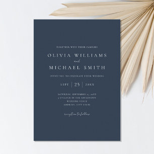Convites Casamento Minimalista Azul-Marinho Elegante