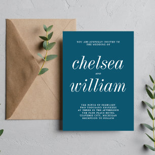 Convites Casamento Minimalista Azul Netuno 2