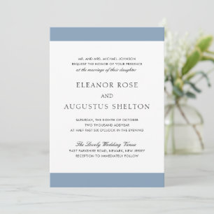 Convites Casamento Minimalista Azul Poeirento Moderno Tudo