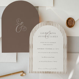 Convites Casamento Minimalista Boho Marrom Cacau Listras Ma