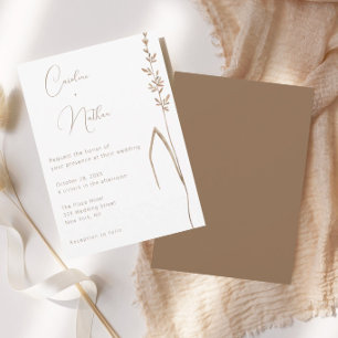 Convites Casamento Minimalista Boho Quente Terracota e Marf