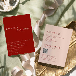 Convites Casamento Minimalista Boho Terracota Código QR 2 L