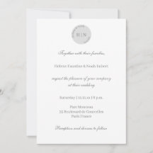 Casamento Minimalista Branco Cinza Moderno Monogra