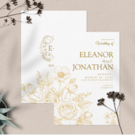 Convites Casamento Minimalista Branco Floral Elegante Doura