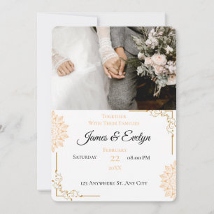 Convites Casamento minimalista branco marrom