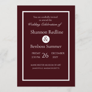Convites Casamento Minimalista Burgundy Elegante