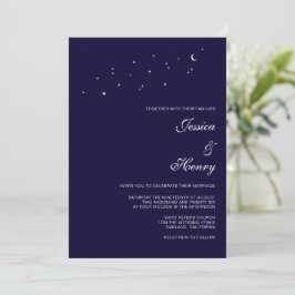 Convites Casamento Minimalista Celestial Azul Meia-Noite