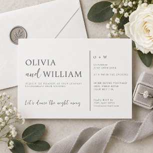 Convites Casamento Minimalista Chic Cinza Prata Script