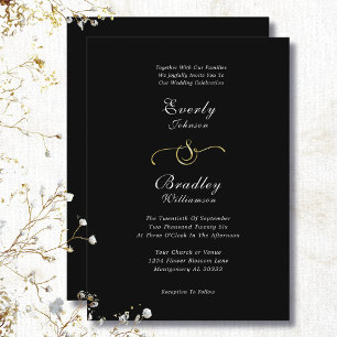Convites Casamento Minimalista Chic Dourado Branco Fundo Pr