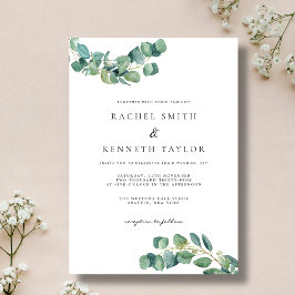 Convites Casamento Minimalista Chic Eucalyptus Black & Whit