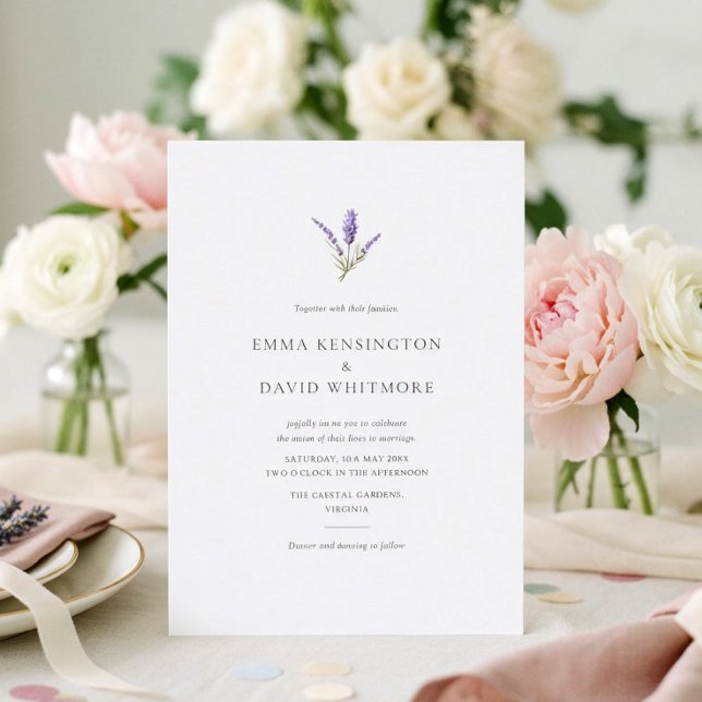 Convites Casamento Minimalista Chic Lavanda Elegante (Criador carregado)