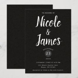 Convites Casamento Minimalista Chic Moderno Preto