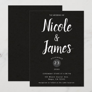Convites Casamento Minimalista Chic Moderno Preto