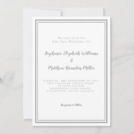Convites Casamento Minimalista Cinza Branco Chique Elegante
