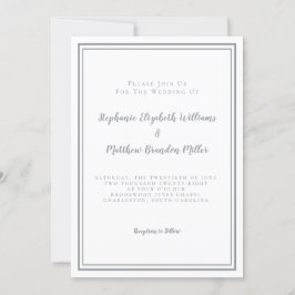 Convites Casamento Minimalista Cinza Branco Chique Elegante