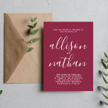 Convites Casamento Minimalista Claret Clarez com Simplicida<br><div class="desc">Este simples e maravilhoso convite de casamento é perfeito para o minimalista de todos nós! Por favor,  entre em contato comigo se você quiser ajuda para personalizar a parte de texto deste convite para casamento.</div>