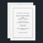 Convites Casamento Minimalista Clássico Elegante Moderno<br><div class="desc">Convite de Casamento Minimalista Clássico Elegante Moderno - apresenta design moderno em preto e branco. Use para casamentos formais clássicos elegantes e casamentos informais minimalistas modernos. Personalize e imprima hoje.</div>