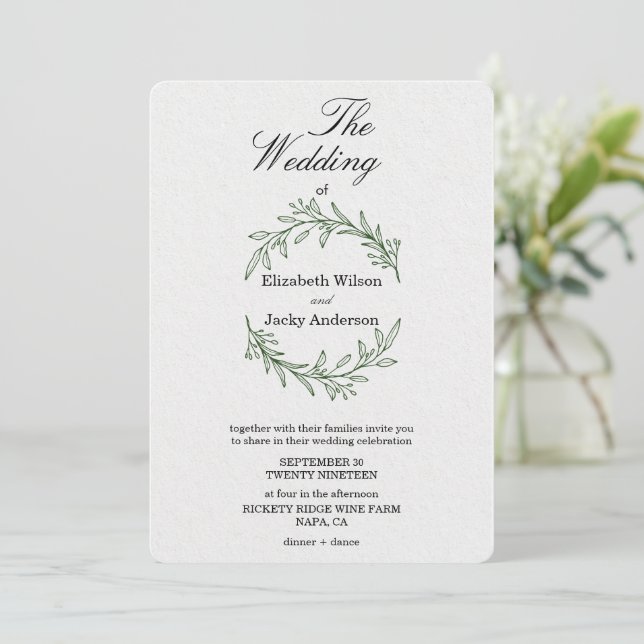 Convites Casamento minimalista clássico elegante moderno (Em pé/Frente)