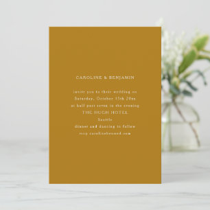Convites Casamento Minimalista Clássico Serif Ouro Mostarda