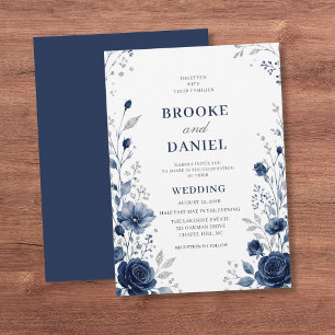 Convites Casamento Minimalista com Brilho Prateado e Flor S