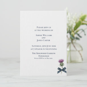 Convites Casamento Minimalista com Fita Naval e Cardo Escoc