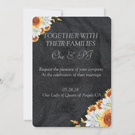 Convites Casamento Minimalista com Floral Preto