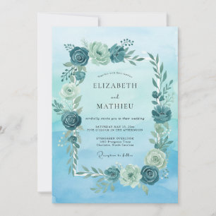 Convites Casamento Minimalista com Folhas de Hortelã Aquáti