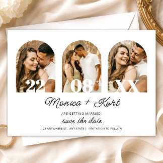 Convites Casamento Minimalista com Foto Moderna para Salvar