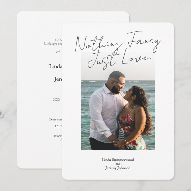 Convites Casamento Minimalista com Foto | Nada de Luxo (Frente/Verso)
