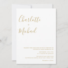 Convites Casamento Minimalista com Letra Dourada