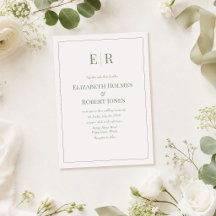 Casamento Minimalista com Monograma Branco e Oliva