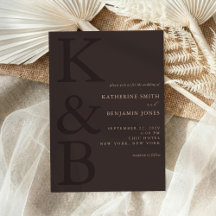 Casamento Minimalista com Monograma Marrom Moderno