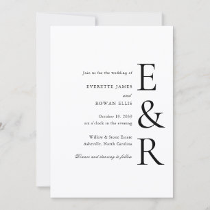 Convites Casamento Minimalista com Monograma Moderno e Ousa